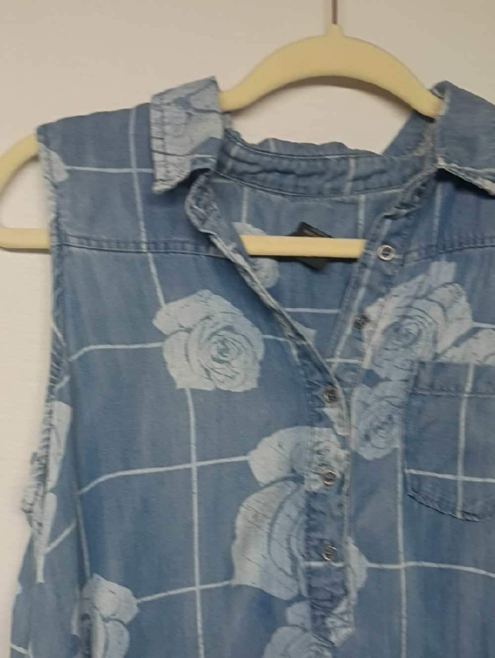 Grace Elements Blue Floral High-Low Chambray Dress - Picture 3 of 8